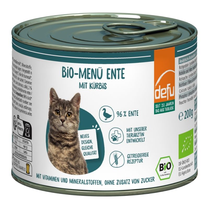 defu - Das Tierfutter vom Bio-Bauern Katze Bio-Menü Ente mit Kürbis - Produktbild