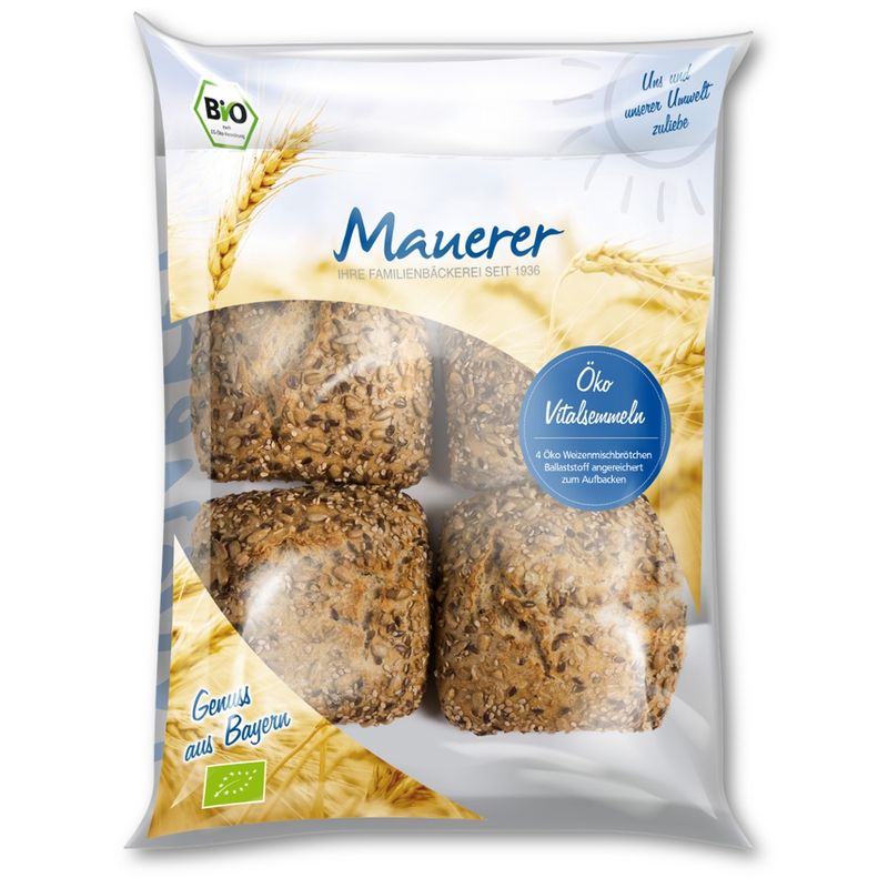 Öko Bäckerei Konditorei Mauerer  85g Öko TK Vitalsemmel LEH 20x4 Stück - Produktbild