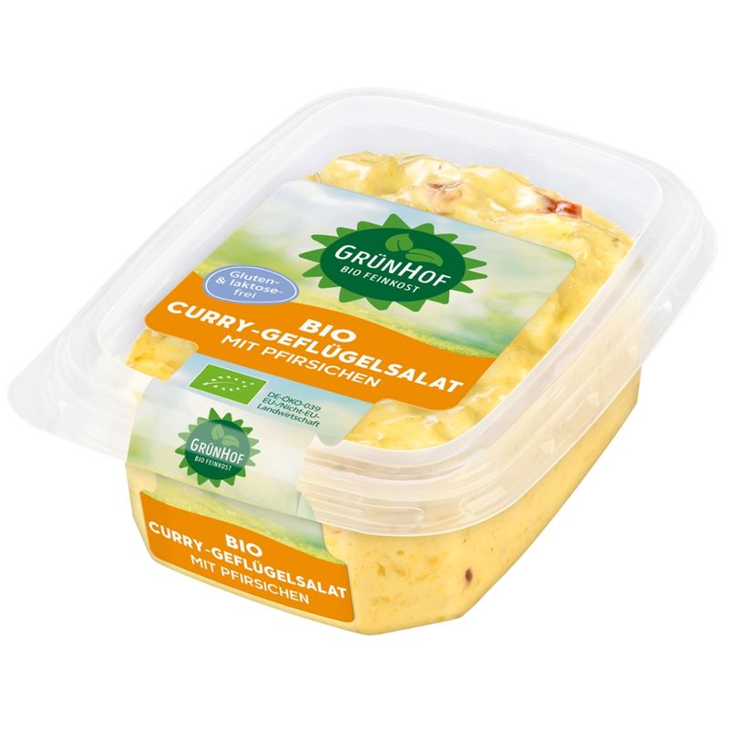 Grünhof Bio-Curry Geflügelsalat mit Pfirsichen 125g - Produktbild