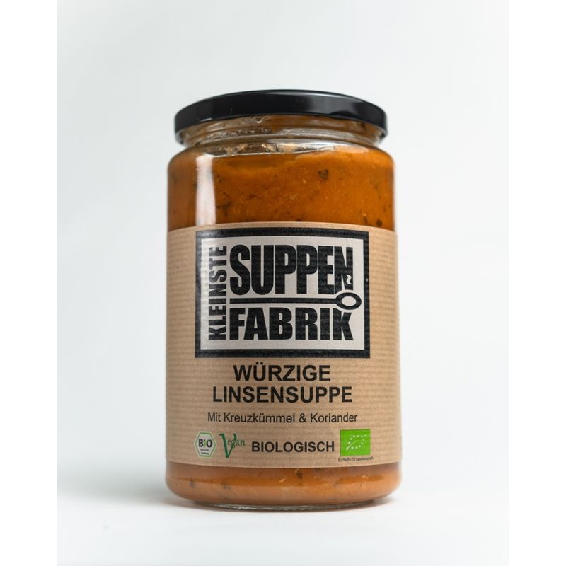 Kleinstesuppenfabrik Würzige Linsensuppe mit Kreuzkümmel & koriander - Produktbild