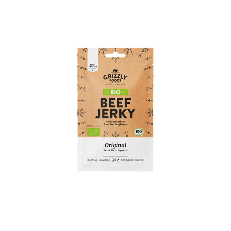 Grizzly Foods Bio Beef Jerky Original Purer, natürlicher Fleischgenuss in Bio-Qualität - Produktbild