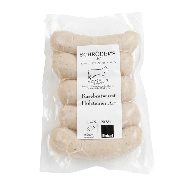 Schröder's Bio Fleisch- und Wurstwaren Holsteiner Käsebratwurst 5 x 50 g - Produktbild