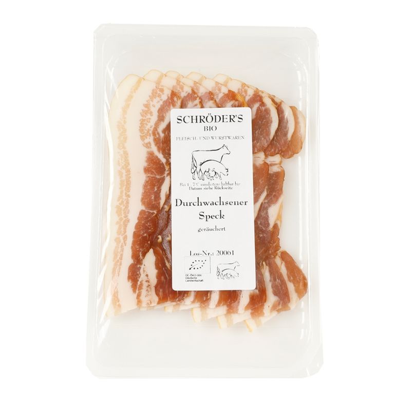 Schröder's Bio Fleisch- und Wurstwaren Durchwachsener Speck in Scheiben 80 g - Produktbild