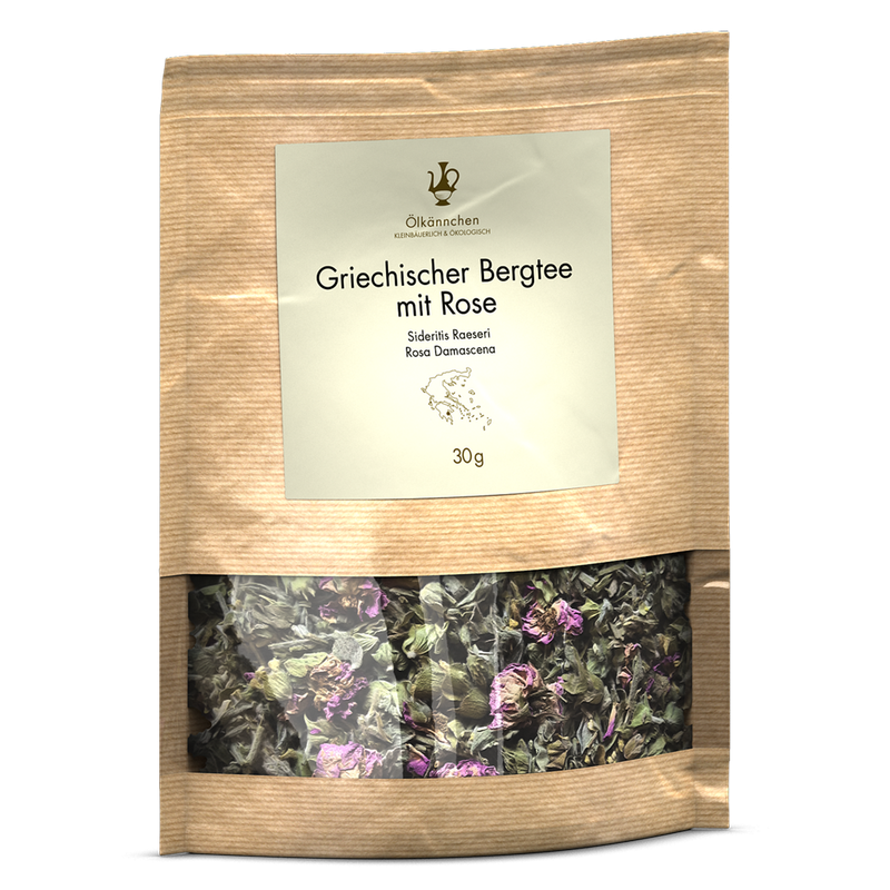 Ölkännchen Ölkännchen Griechischer Bergtee Sideritis Raeseri mit Rose Rosa Damascena, Parnongebirge GR 30g - Produktbild
