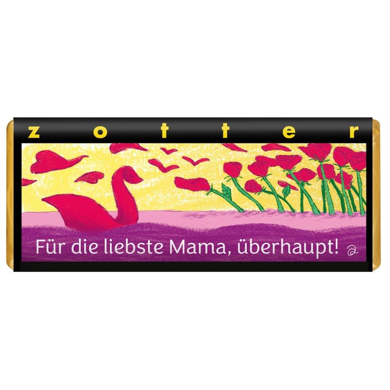 Zotter Schokolade Für die liebste Mama, überhaupt! - Rote Rosen + Himbeeren - Produktbild