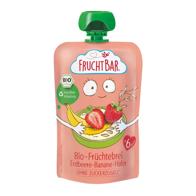 FruchtBar  FruchtBar - Bio-Früchtebrei Erdbeere, Banane, Hafer - Produktbild