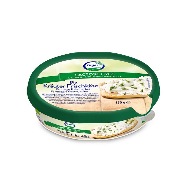 Züger Frischkäse AG Züger Bio Frischkäse Kräuter laktosefrei 150g - Produktbild