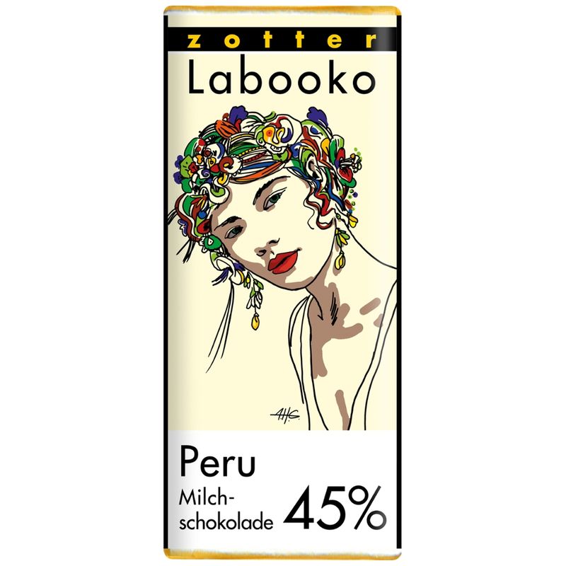 Zotter Schokolade Labooko Mini  45% Peru Milchschoko - Produktbild