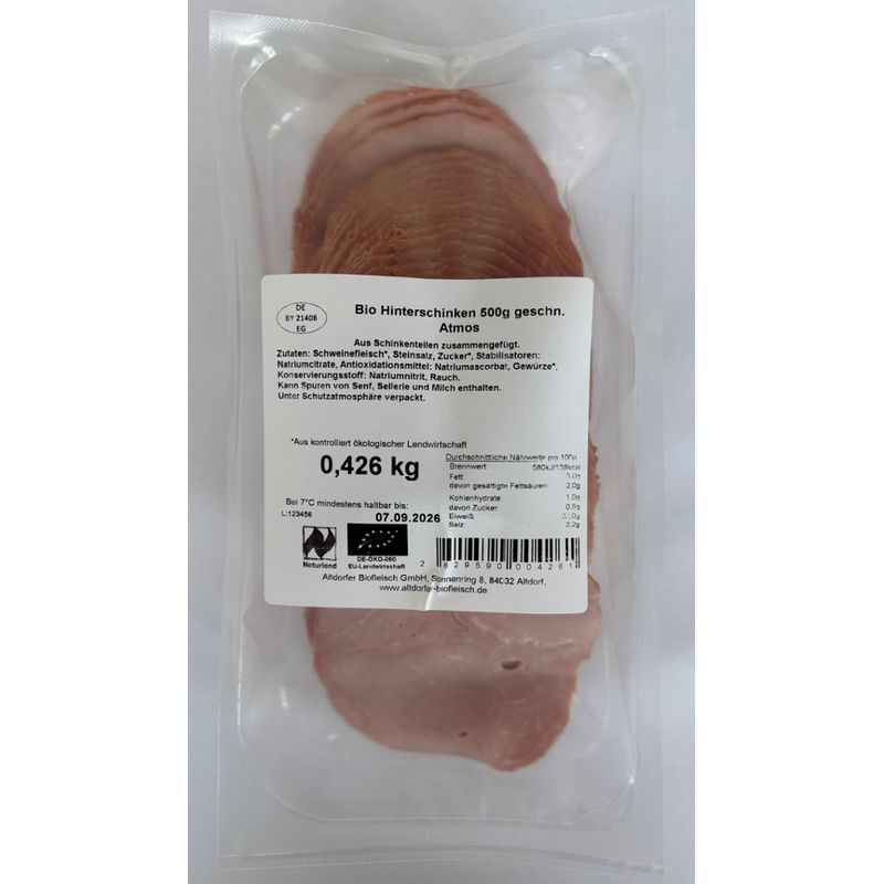 Altdorfer Biofleisch Bio Hinterschinken geschnitten ca. 500g - Produktbild