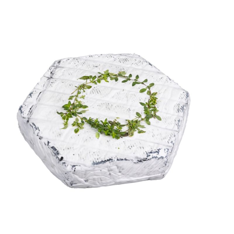 Berghof Spessartdiamant Weichkäse mit Edelschimmel und Asche, belegt mit einem Thymiankranz - Produktbild