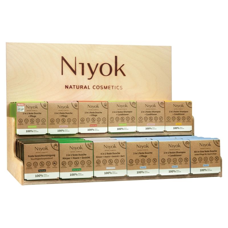 Niyok NIYOK Holzdisplay feste Produkte: 48 Stück (12 Sorten à 4 Sorten) - Produktbild