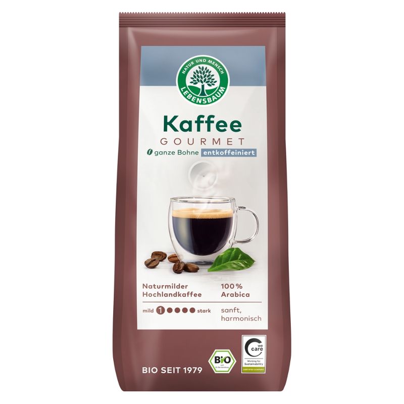 LEBENSBAUM Kaffee Gourmet, ganze Bohne, entkoffeiniert - Produktbild