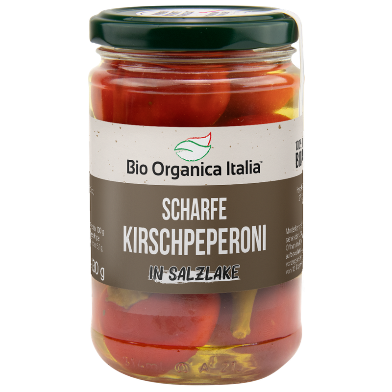 Bio Organica Italia Bio Organica Italia scharfe Kirschpeperoni in Salzlake Bio 280 g - Produktbild