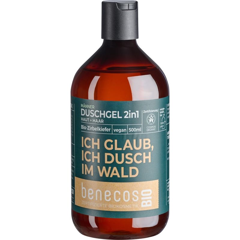 benecos benecosBIO Duschgel 2in1 BIO-Zirbelkiefer Haut & Haar - ICH GLAUB ICH DUSCH IM WALD - Produktbild