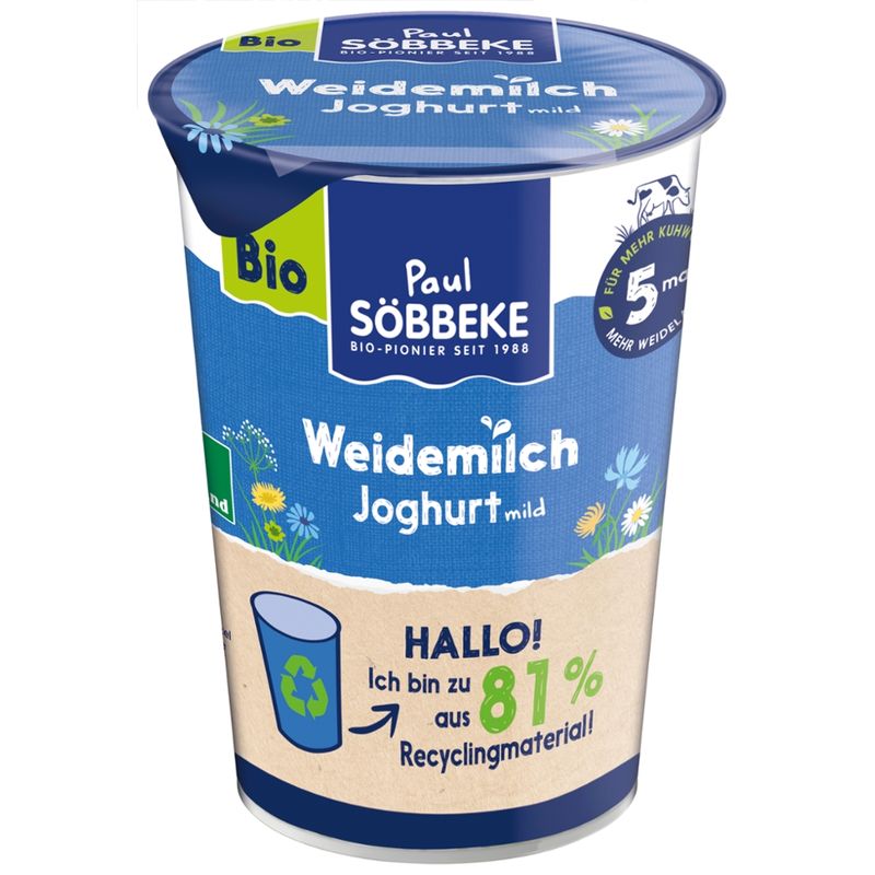 Söbbeke Bio-Weidemilch Naturjoghurt mild 3,8 % 500 g Becher - Produktbild
