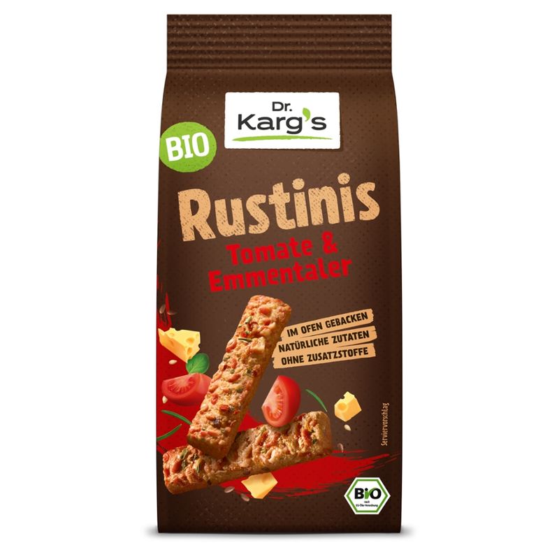 Dr. Karg´s Genuss mit Biss Bio Vollkorn-Knabberei Rustinis Tomate & Emmentaler - Produktbild