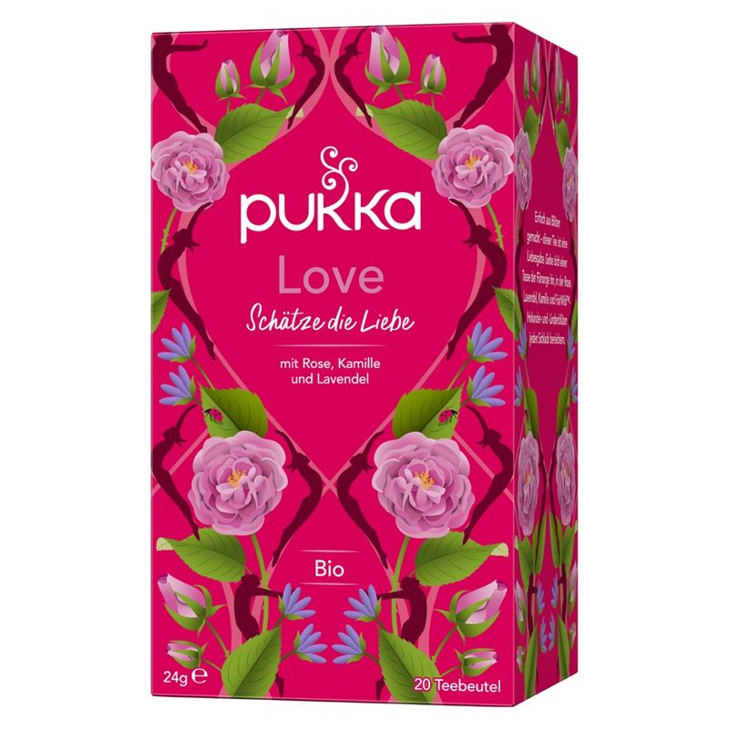 Pukka Pukka Bio-Kräutertee Love, mit Rose, Kamille und Lavendel, 20 Teebeutel - Produktbild