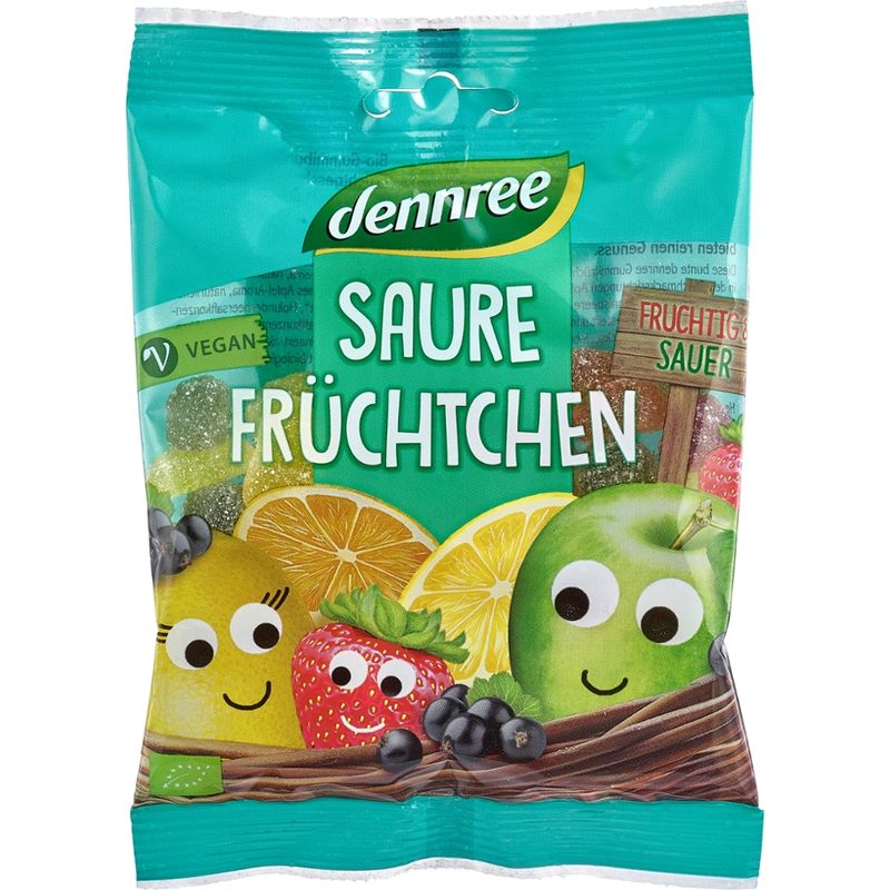 dennree Gummifrüchtchen vegan sauer bezuckert - Produktbild
