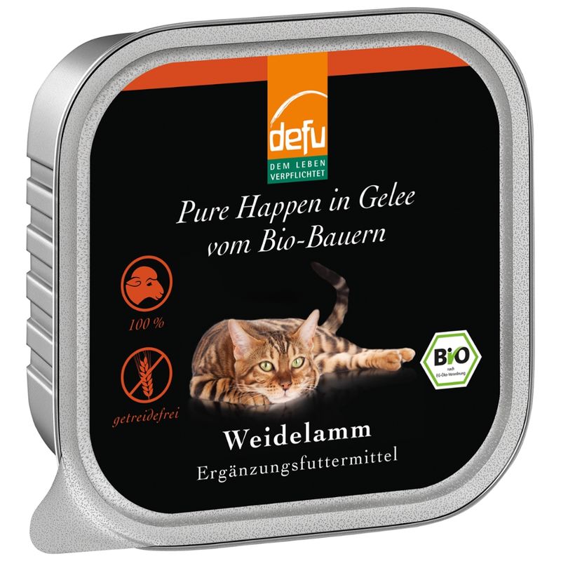 defu - Das Tierfutter vom Bio-Bauern Katze Pure Happen in Gelee Bio-Weidelamm - Produktbild