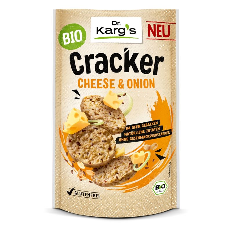 Dr. Karg´s Genuss mit Biss Glutenfreier  Bio Cracker cheese and onion - Produktbild