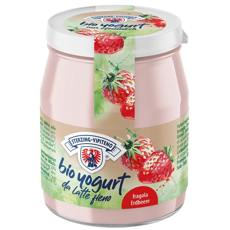 Joghurt Sterzing BIO Bio Vollmilchjoghurt aus Heumilch G.T.S. - 150g - Erdbeere - Produktbild