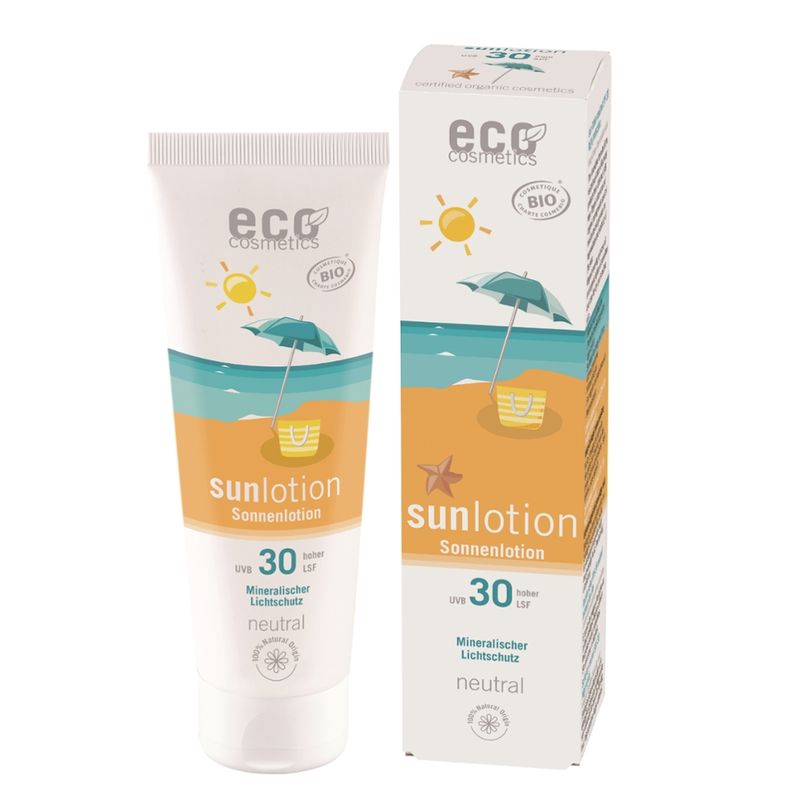 eco cosmetics ECO Sonnenlotion neutral LSF 30 - 125ml mit Bio Aloe Vera, Bio Granatapfelkernöl - Produktbild