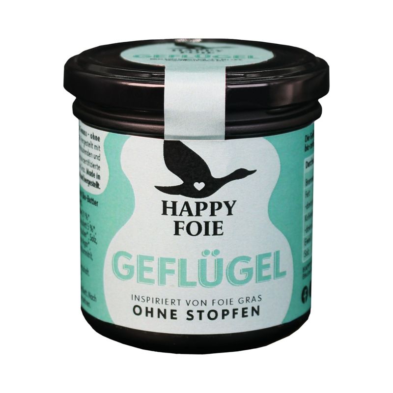 Happy Foie Happy Foie - Geflügel, bio ; Hergestellt mit großer Sorgfalt und der Leber von freilaufenden und glücklichen Tieren ist Happy Foie die bio-zertifizierte Alternative zu konventioneller Foie Gras. Kulinarischer Genuss ohne Stopfen und mit gutem Gewissen. - Produktbild