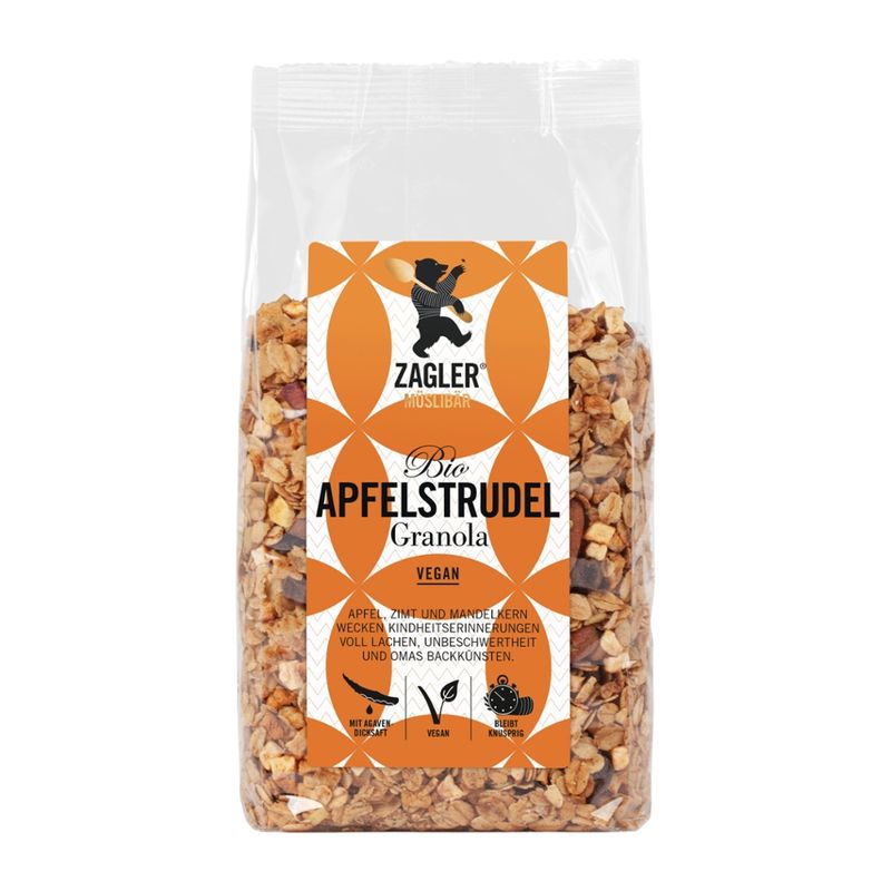 ZAGLER MÜSLIBÄR ZAGLER Bio-Apfelstrudel-Granola 400g, knusprig gebaken - Produktbild
