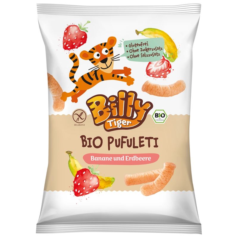 Billy Tiger Billy Tiger BIO Pufuleti Banane und Erdbeere (35 g) - Produktbild