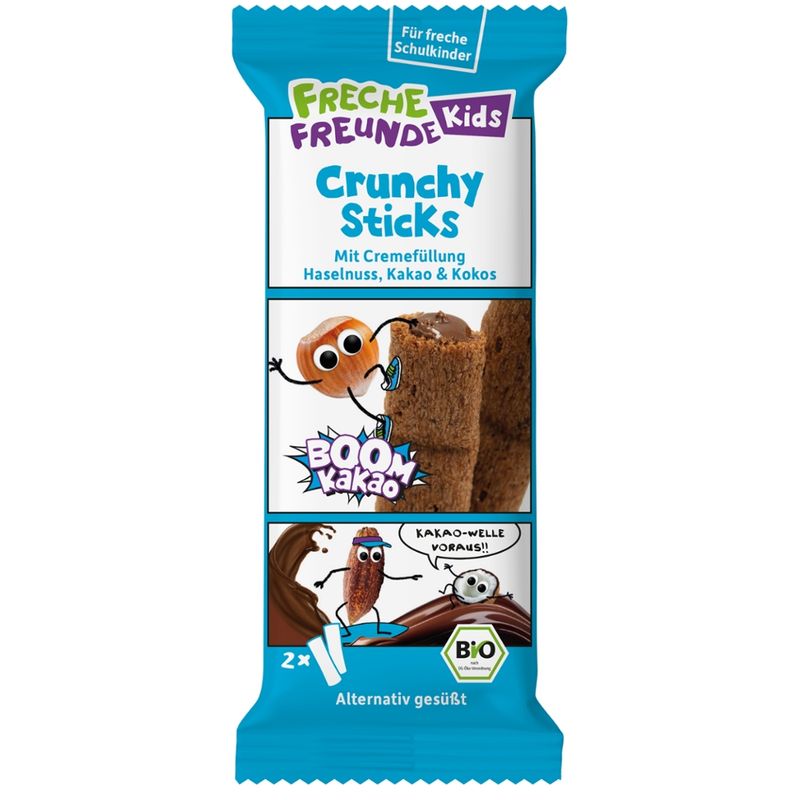 Freche Freunde FFK Bio Crunchy Sticks mit Cremefüllung Haselnuss, Kakao & Kokos 23g - Produktbild