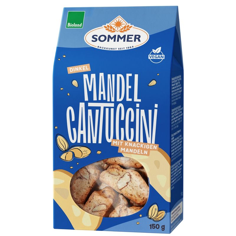 SOMMER BACKKUNST SEIT 1864 Bioland Dinkel Cantuccini mit knackigen Mandeln vegan - Produktbild