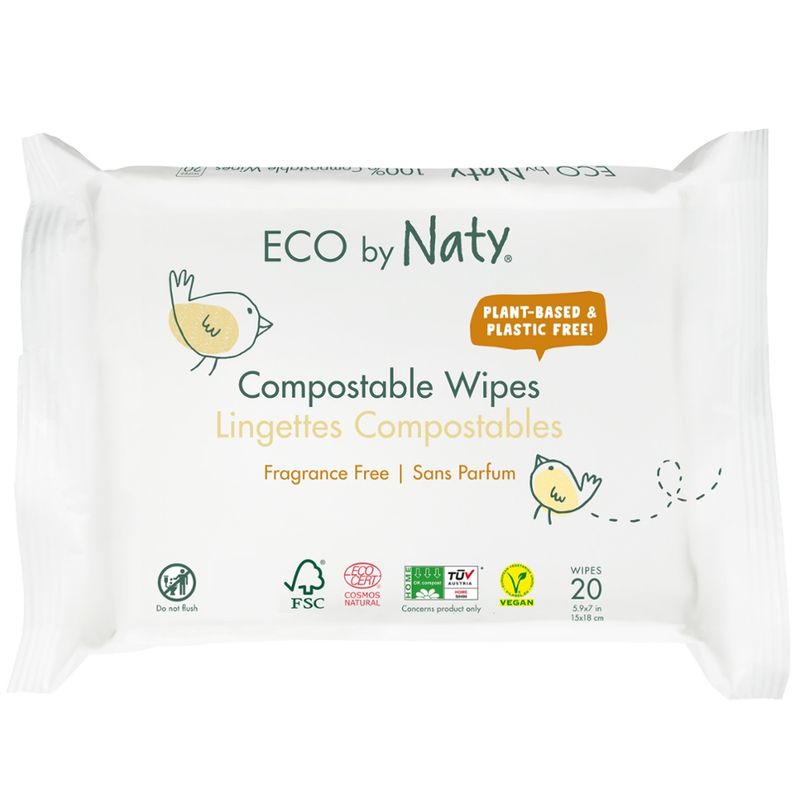 Naty Naty Feuchttücher unparfümiert , kompostierbar, Reisegröβe, 20 St. - Produktbild