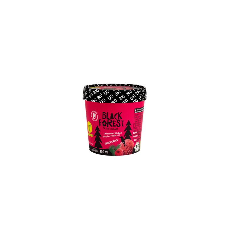 BLACK FOREST ICE CREAM  BLACK FOREST ICE CREAM Bio Himbeersorbet mit FichtensprossensirupSorbet vegan 100ml Becher - Produktbild