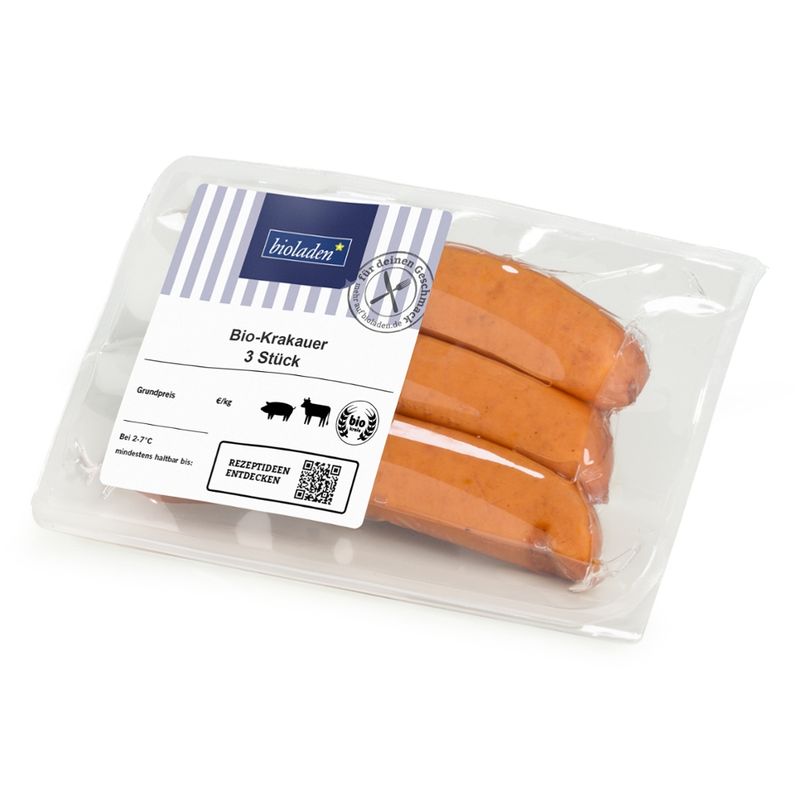 bioladen Krakauer vom Schwein & Rind, 3 Stück - Produktbild