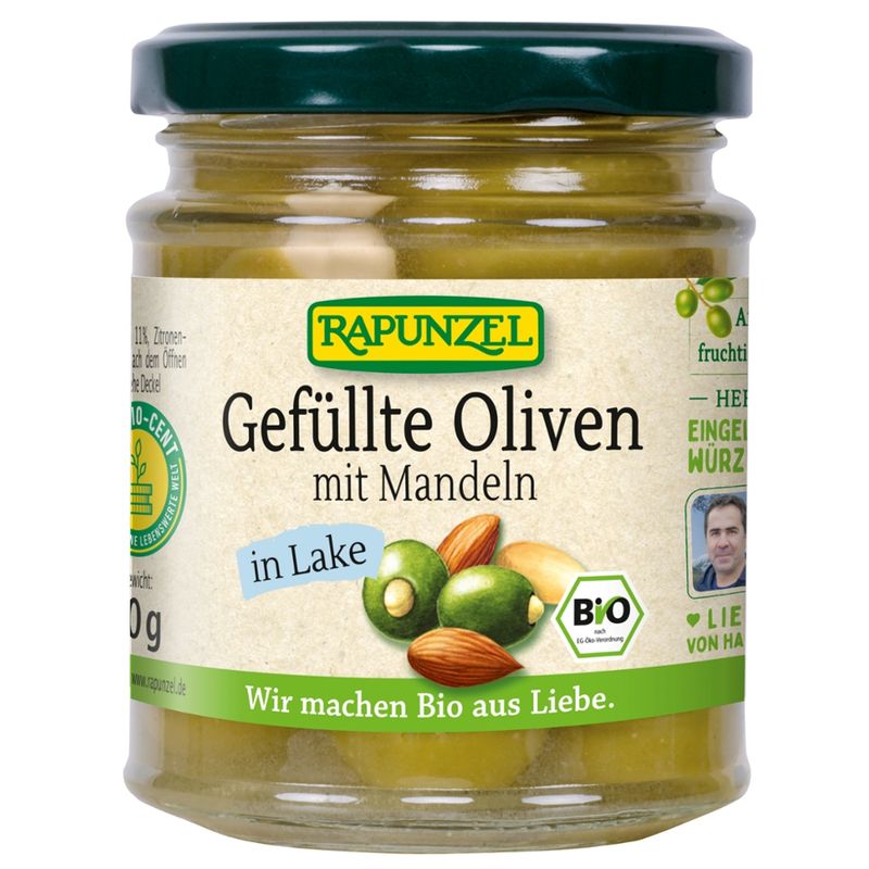 Rapunzel Oliven grün, gefüllt mit Mandeln in Lake - Produktbild