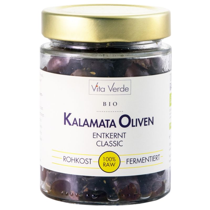 Vita Verde Kalamata Oliven entkernt classic 180 g in 100 % Rohkostqualität - Produktbild
