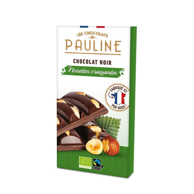 LES CHOCOLATS DE PAULINE DARK CHOCOLATE TABLET 70% WITH HAZELNUTS - Produktbild