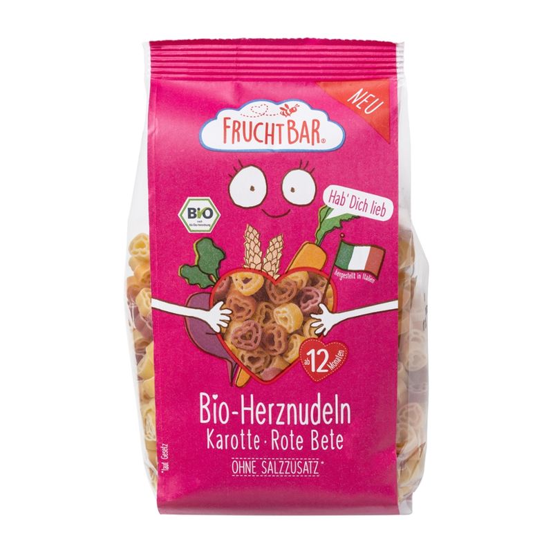 FruchtBar  FruchtBar - Bio-Herznudeln Hab‘ Dich lieb Karotte, Rote Bete - Produktbild