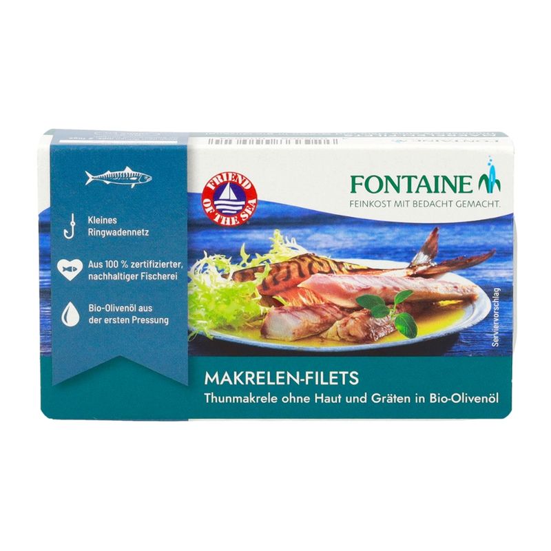 Fontaine Makrelenfilet- Thunmakrele ohne Haut und Gräten in Bio-Olivenöl - Produktbild