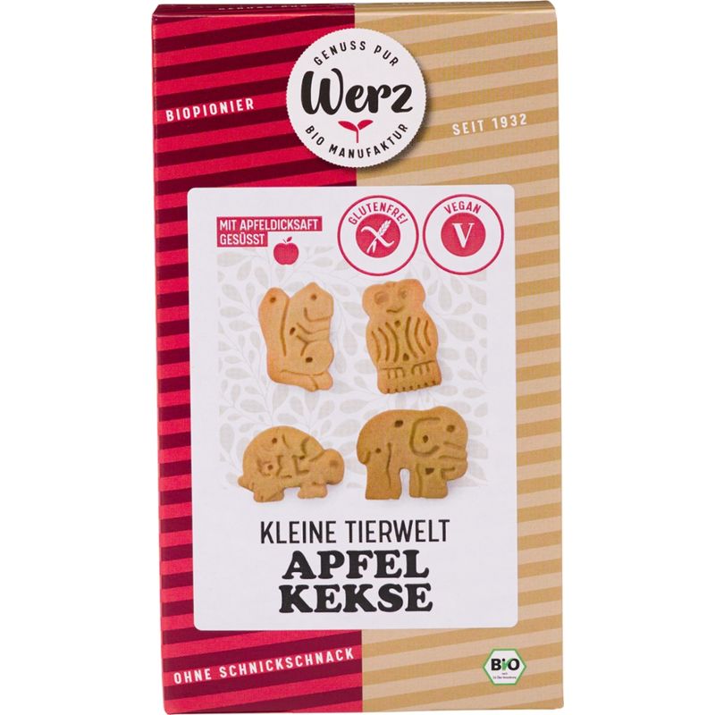 Naturkornmühle Werz Kleine Tierwelt Apfel, 4-Korn Gebäck, glutenfrei - Produktbild