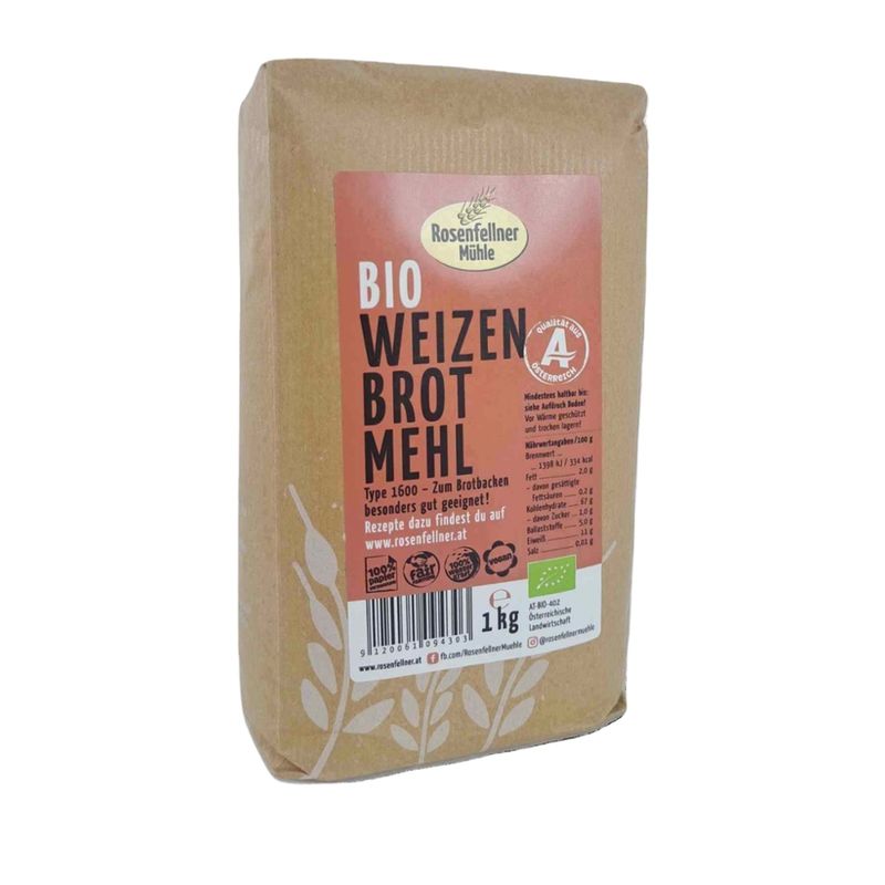 Rosenfellner Mühle & Naturkost Bio Weizenbrotmehl T1600 1kg - Produktbild