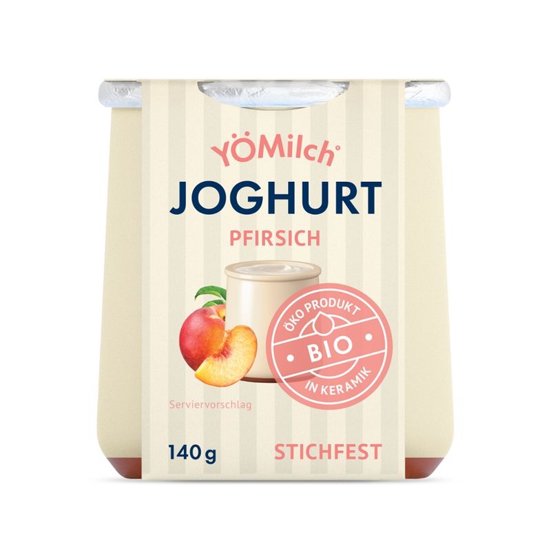 YÖMilch Bio stichfester Joghurt mit Pfirsich,  3,8% Fett im Milchanteil - Produktbild