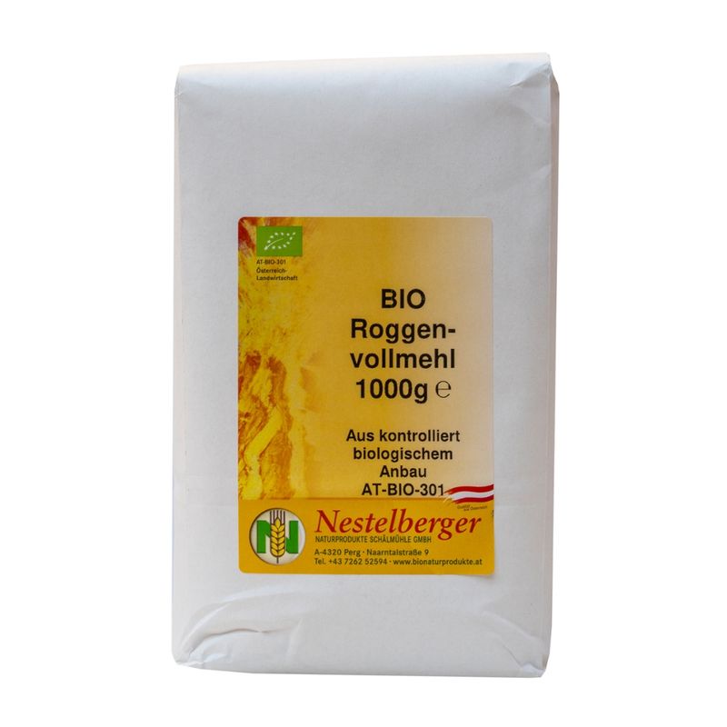 Nestelberger Bio Roggenvollkornmehl 1kg - Produktbild