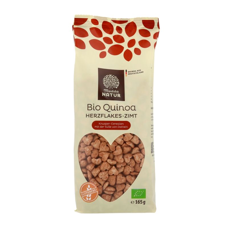 Mudda Natur Mudda Natur Bio Quinoa Herzflakes -Zimt-, 165 g Beutel - Produktbild