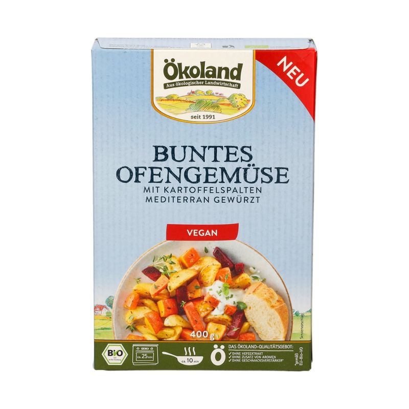 ÖKOLAND Buntes Ofengemüse mit Kartoffelspalten, mediterran gewürzt - Produktbild