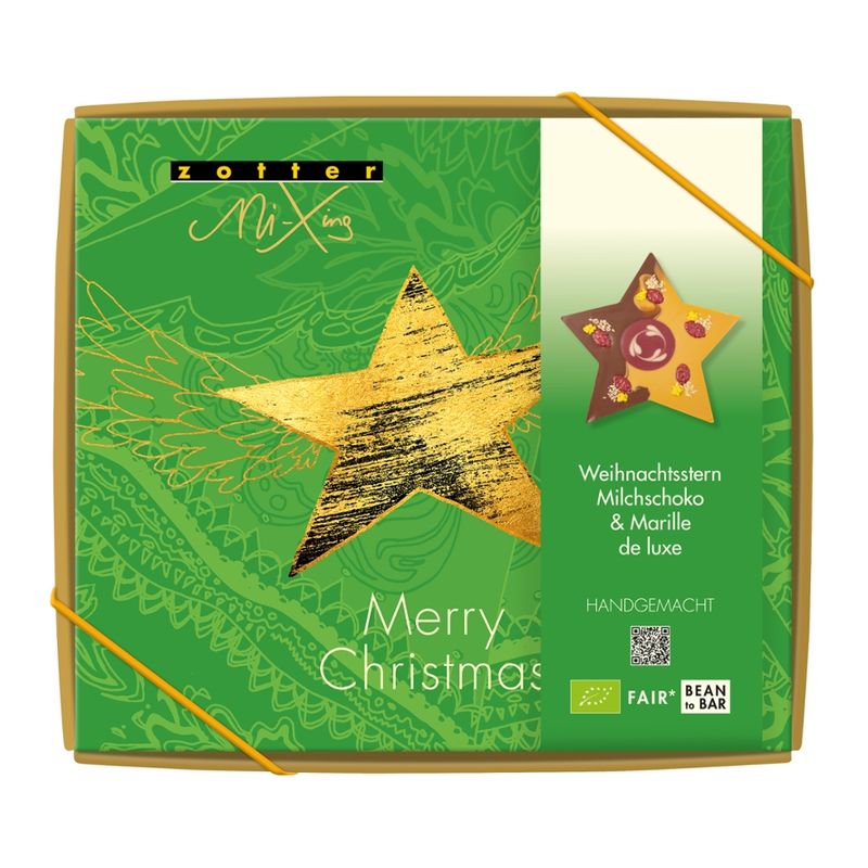 Zotter Schokolade Weihnachtsstern Milchschoko & Marille de luxe - Produktbild