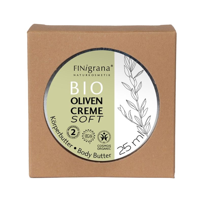 FINigrana® Naturkosmetik FINigrana® Bio Oliven-Creme Soft (Basis Hautpflege / Basic Skin Care / Soins de Base de la Peau ) in Weißblechdose, 25ml mit Umkarton - Produktbild