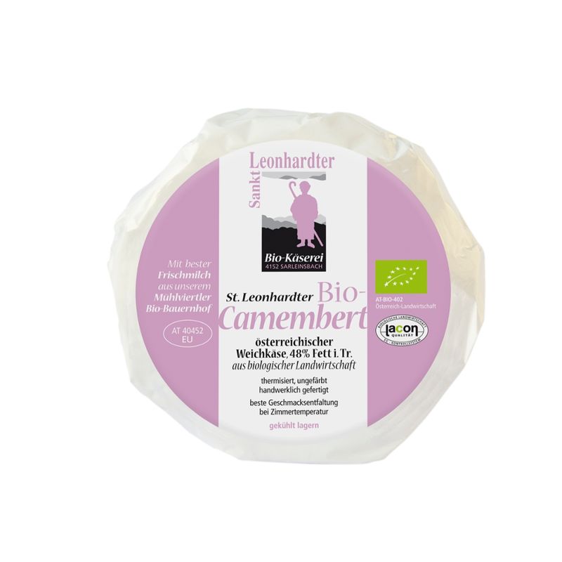 Biokäserei St. Leonhard St. Leonhardter Camembert natur, Weichkäse mit Edelschimmel aus dem Mühlviertel - Produktbild