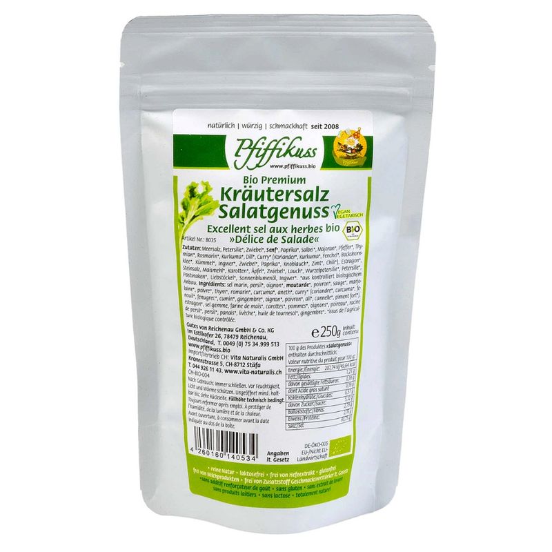 Pfiffikuss Gutes von der Reichenau Bio Kräutersalz Salatgenuss 250g Beutel - Produktbild