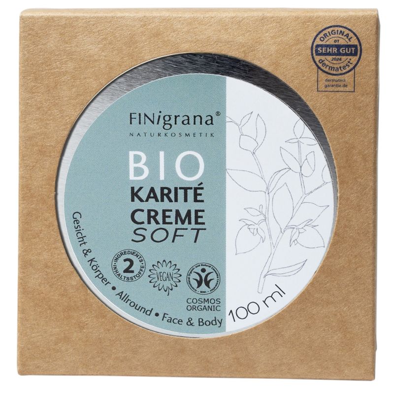 FINigrana® Naturkosmetik FINigrana® BIO KARITÉ-CREME SOFT (Gesichtspflege / Face Cream / Créme pour le Visage) in Weißblechdose, 100ml mit Umkarton - Produktbild